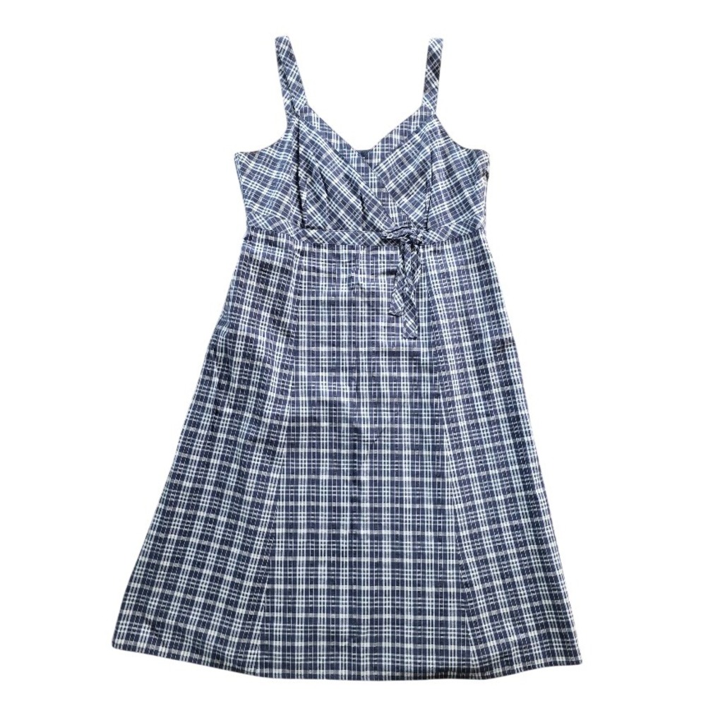 Blue Plaid Sundress with Tie Waist